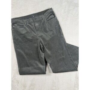 Eileen Fisher Corduroy Organic Cotton Stretch Straight Pant Sz L Gray Ankle